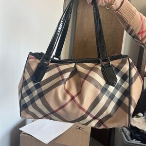 Authentic Vintage Burberry Beige and Black Plaid Shoulder Bag
